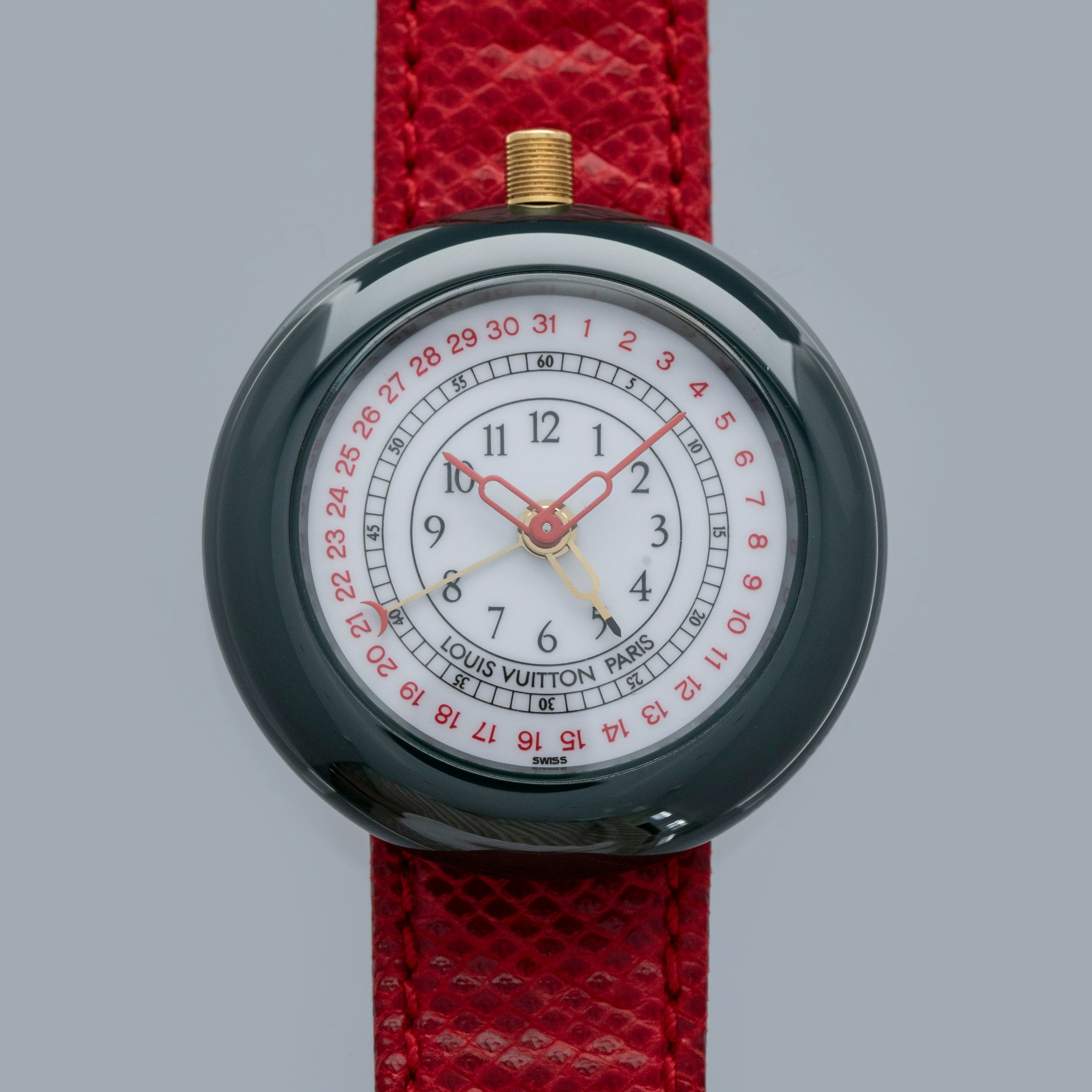 Thumbnail for LOUIS VUITTON MONTEREY II QUARTZ ALARM GREEN CERAMIC