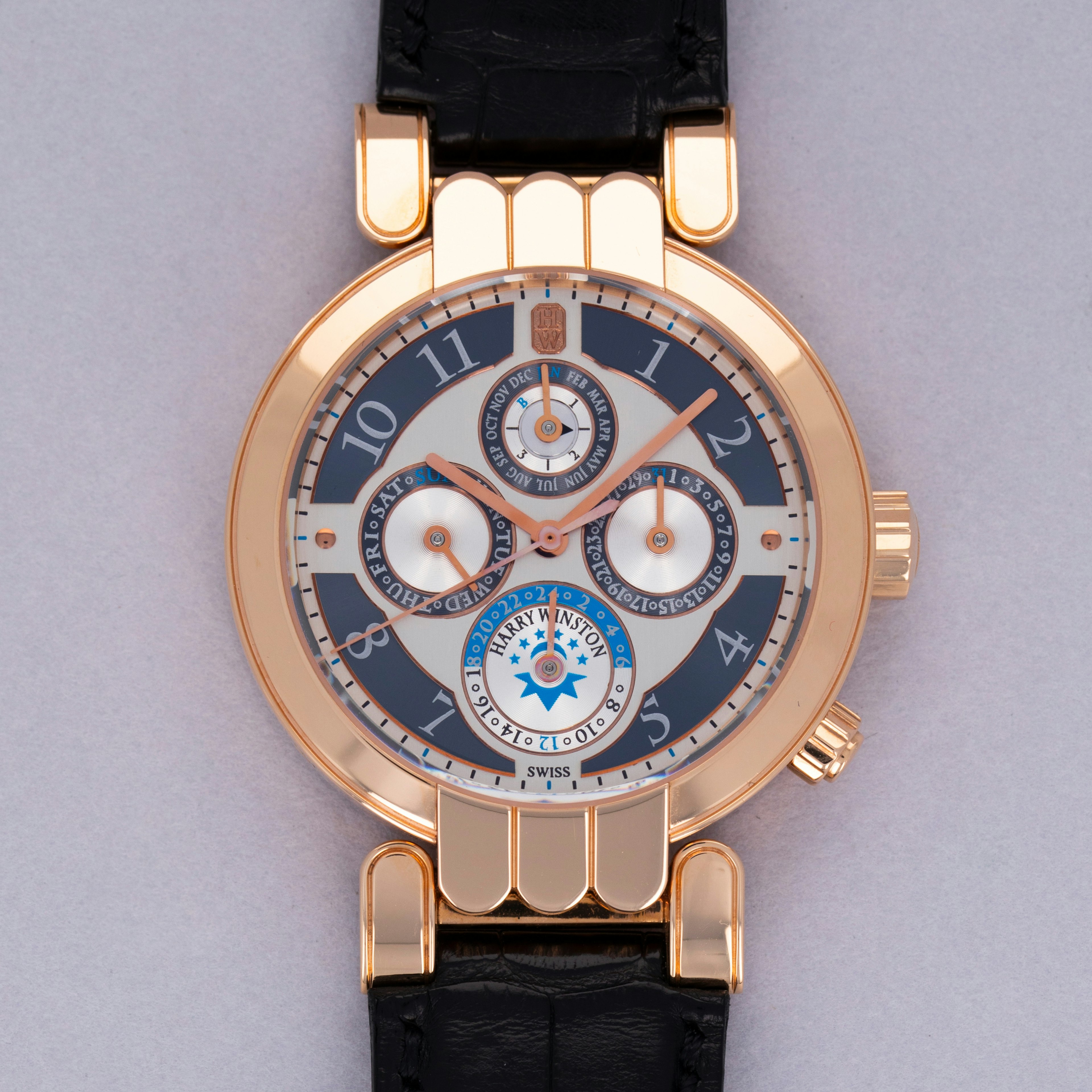 卓上万年カレンダー　フランス ヴィンテージ 『GOLD STARRY』大理石 Harry Winston Premier Perpetual Calendar Timezone 200-MAWPC38 18k