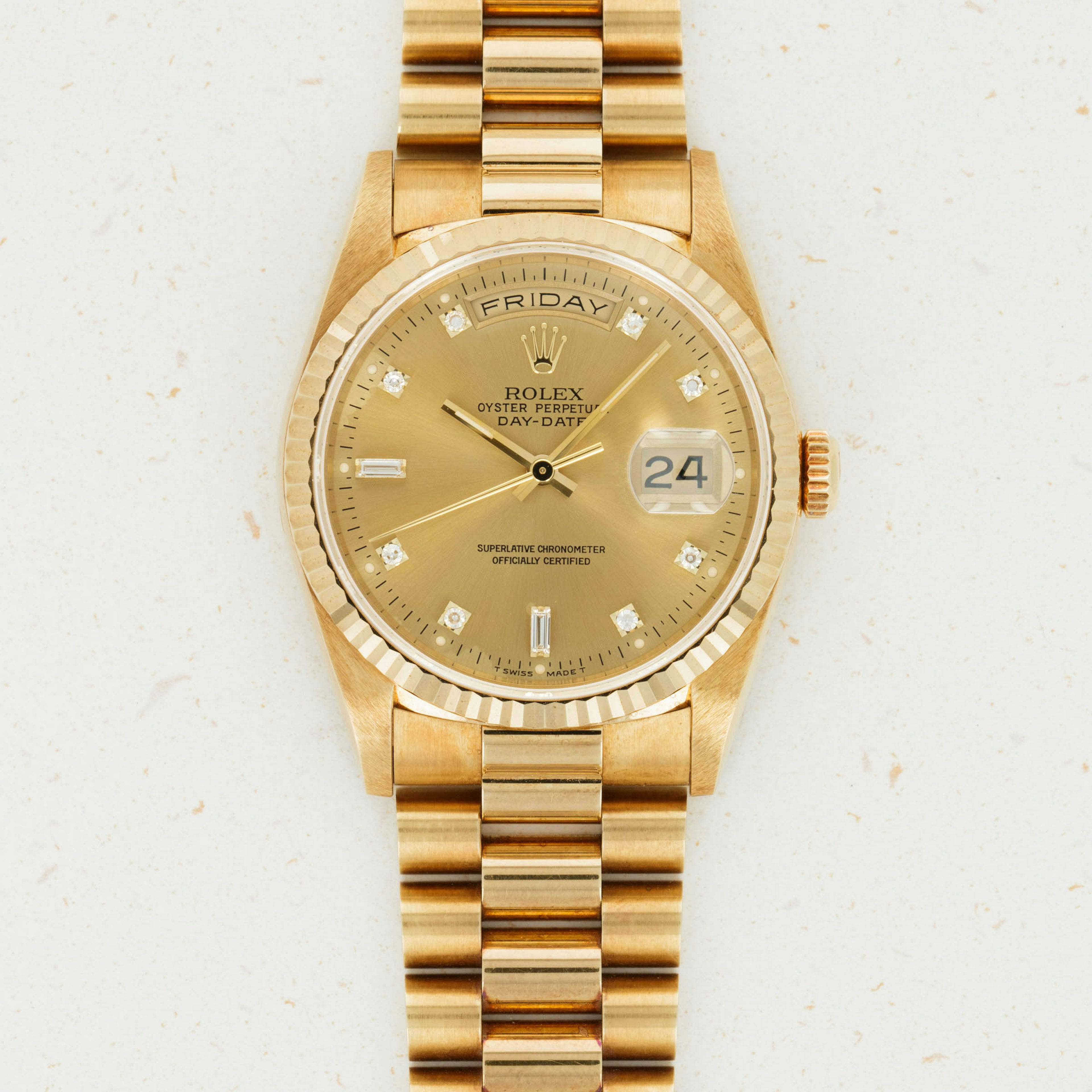 Thumbnail for Rolex Day-Date Diamond Dial 18238 18k Yellow Gold