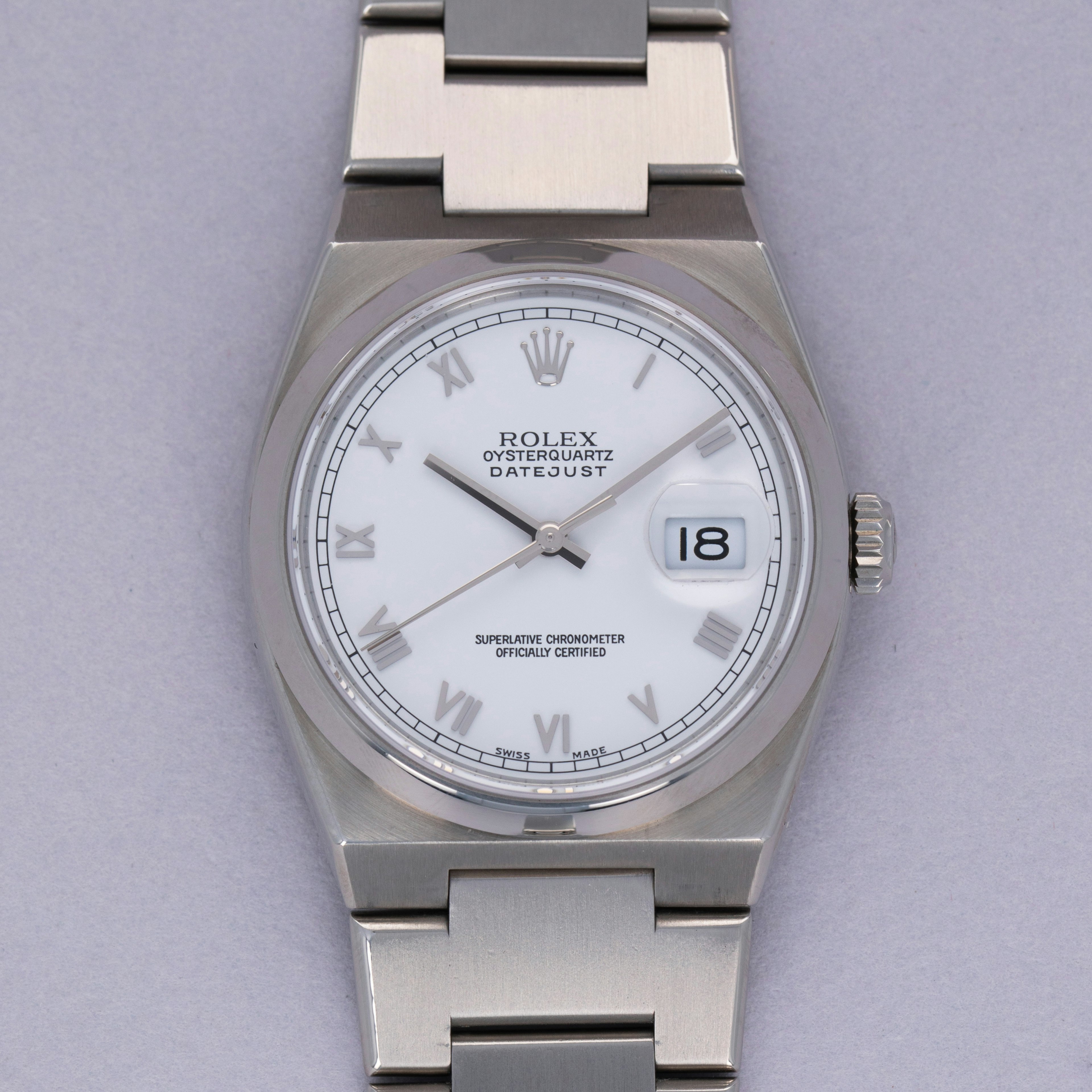 Thumbnail for Rolex Oysterquartz Datejust 17000 White Roman Dial Service Guarantee