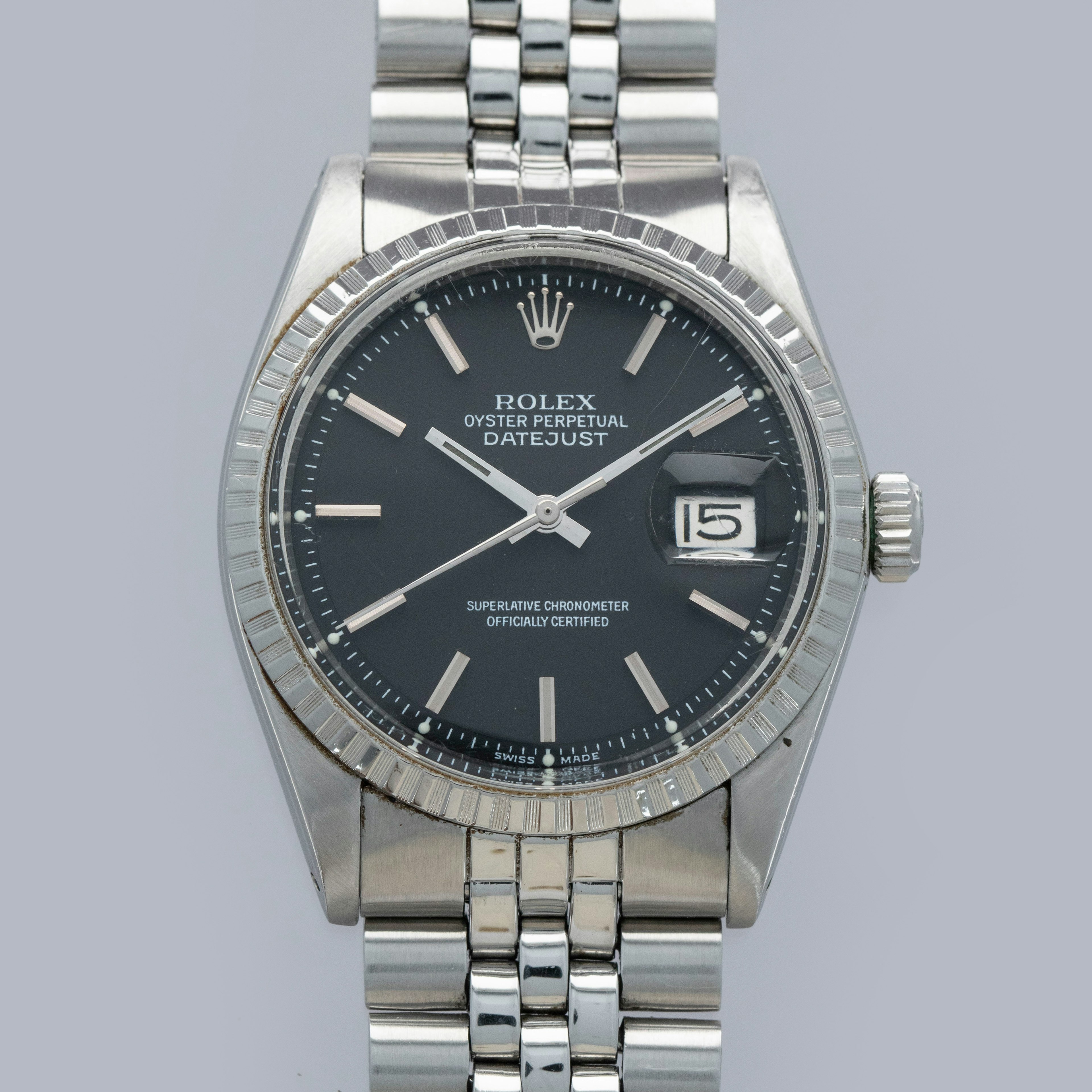 Thumbnail for Rolex Datejust 1603 Black Luminova Service Dial