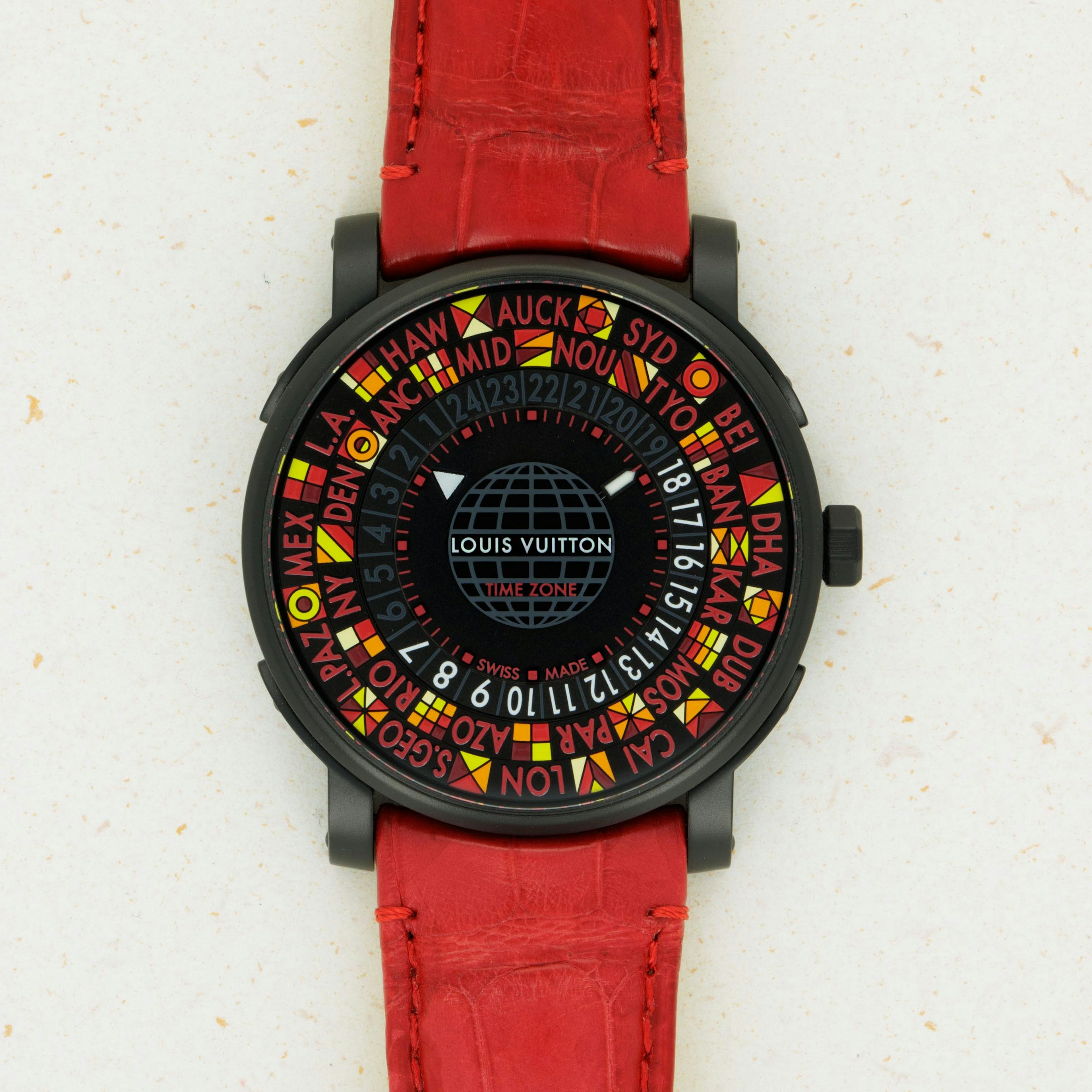 高級品市場 Q7D30 VUITTON LOUIS ルイ・ヴィトン グレー文字盤 メンズ 腕時計 中古 ルイ・ヴィトン 
