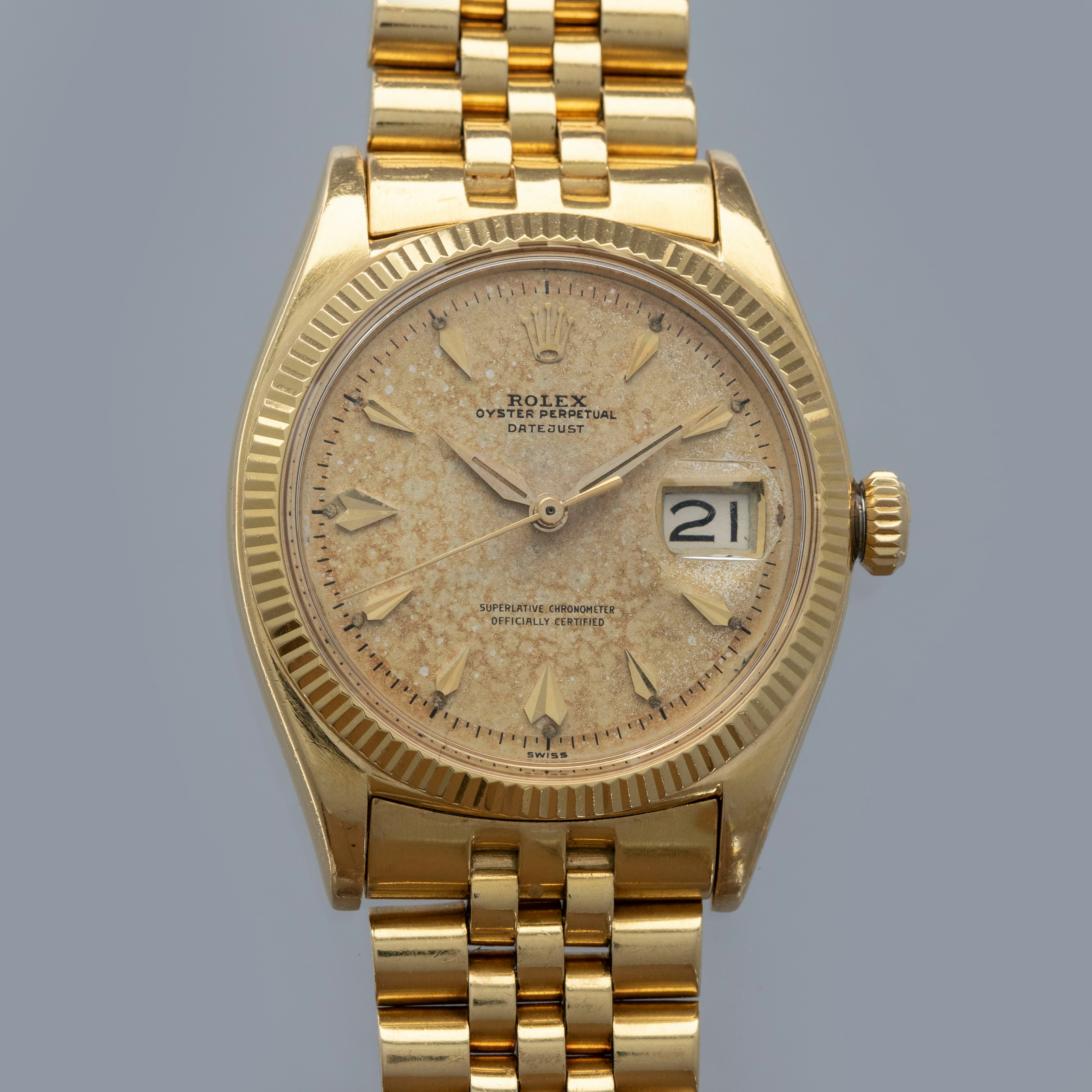 Thumbnail for Rolex Datejust 6605 Ovettone 18k YG Full Box and Papers Set