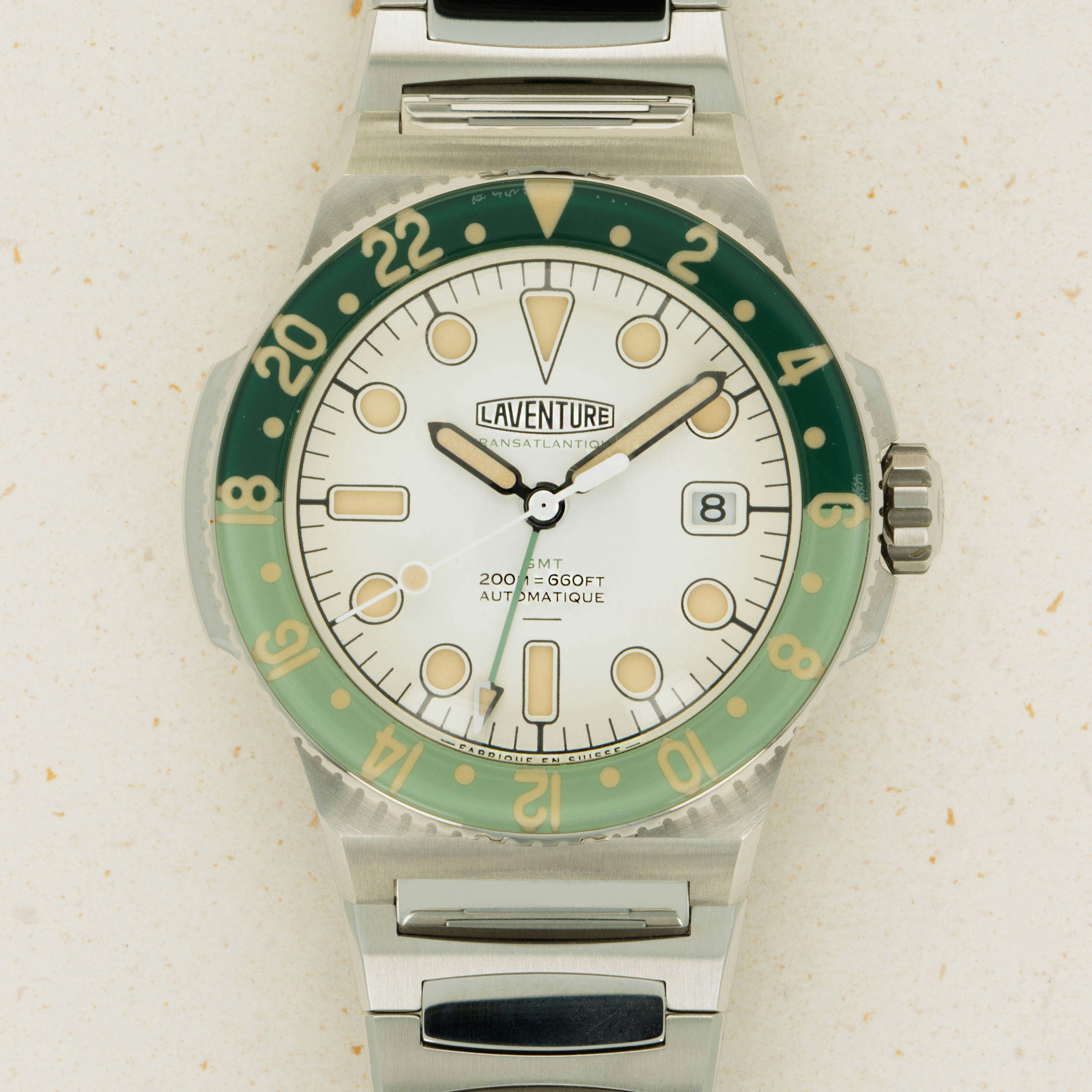 Thumbnail for Laventure Transatlantique Steel GMT Cream Dial 