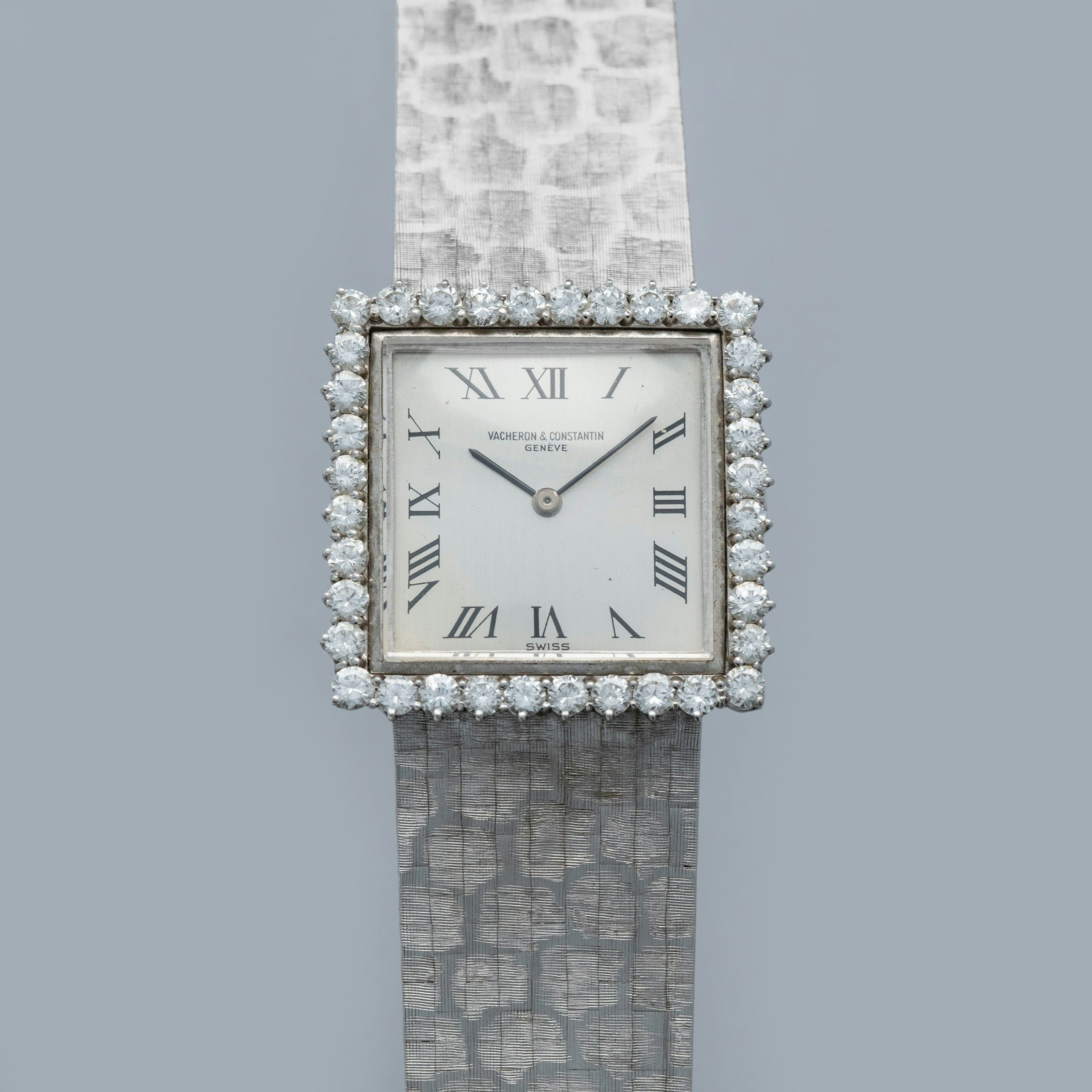 Thumbnail for Vacheron Constantin Ladies Integrated Bracelet 7150 Diamond Bezel with Textured Band 18k WG