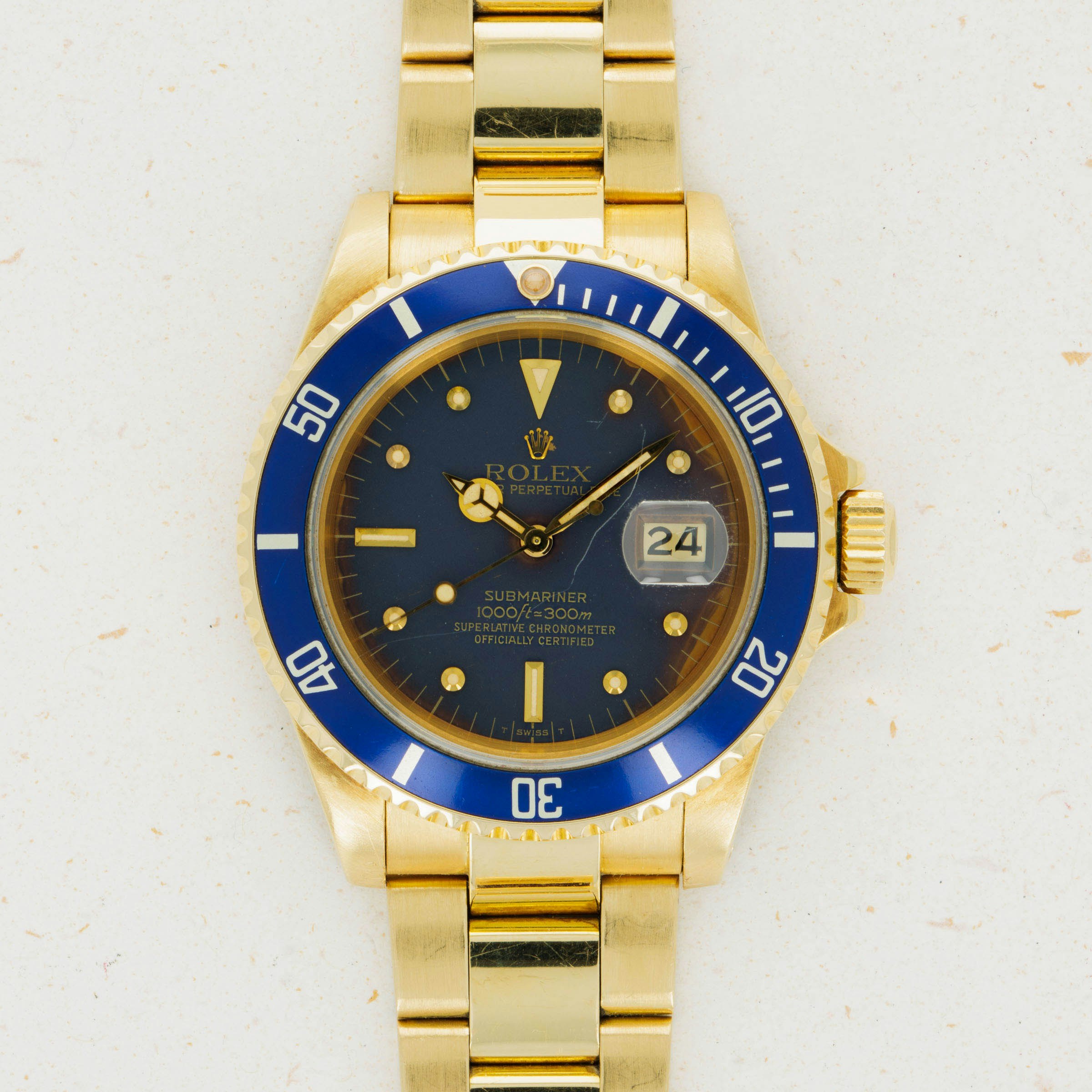 Thumbnail for Rolex Submariner 16808 18k Gold Blue Nipple Dial 