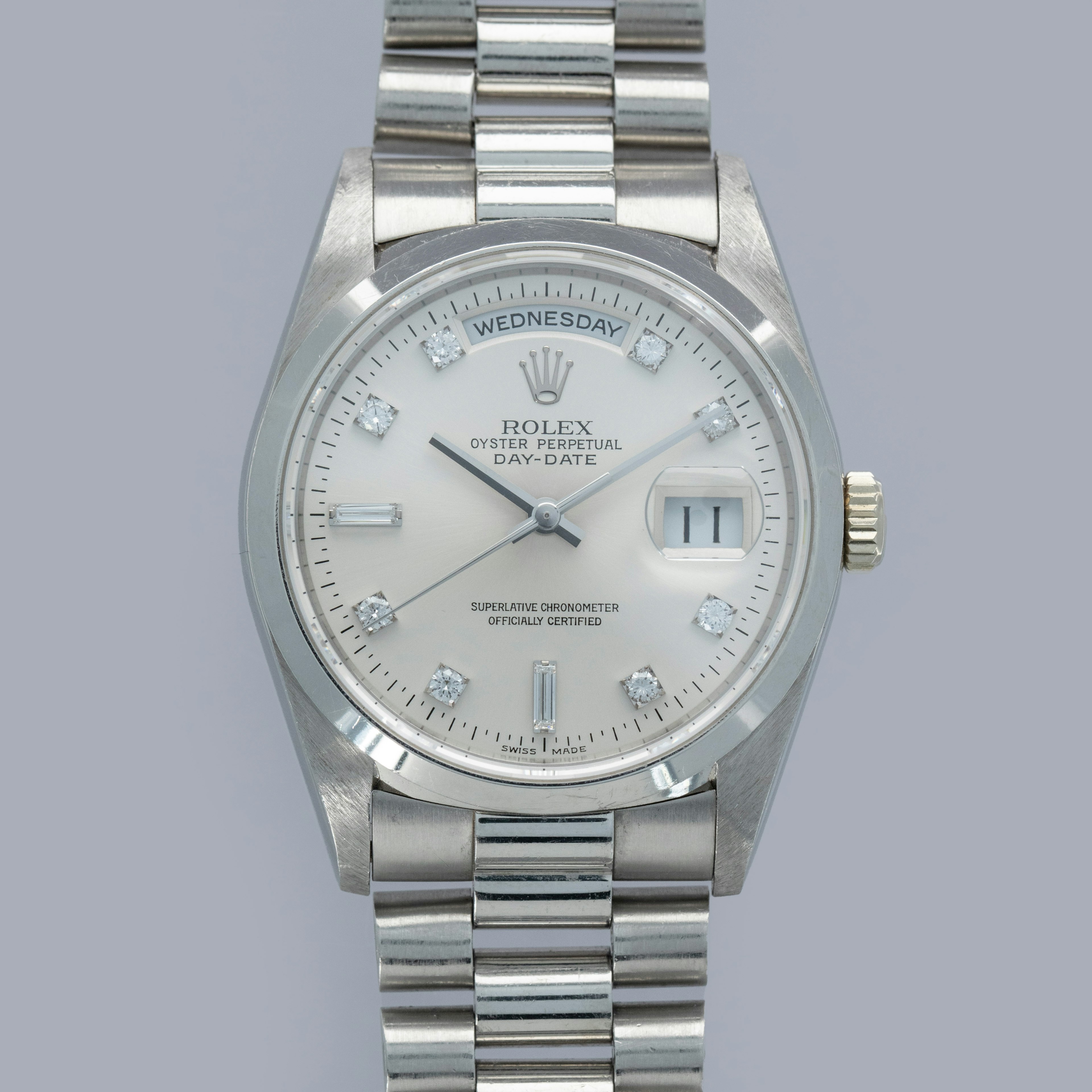 Thumbnail for Rolex Day-Date 18206 Smooth Bezel Diamond Dial Platinum