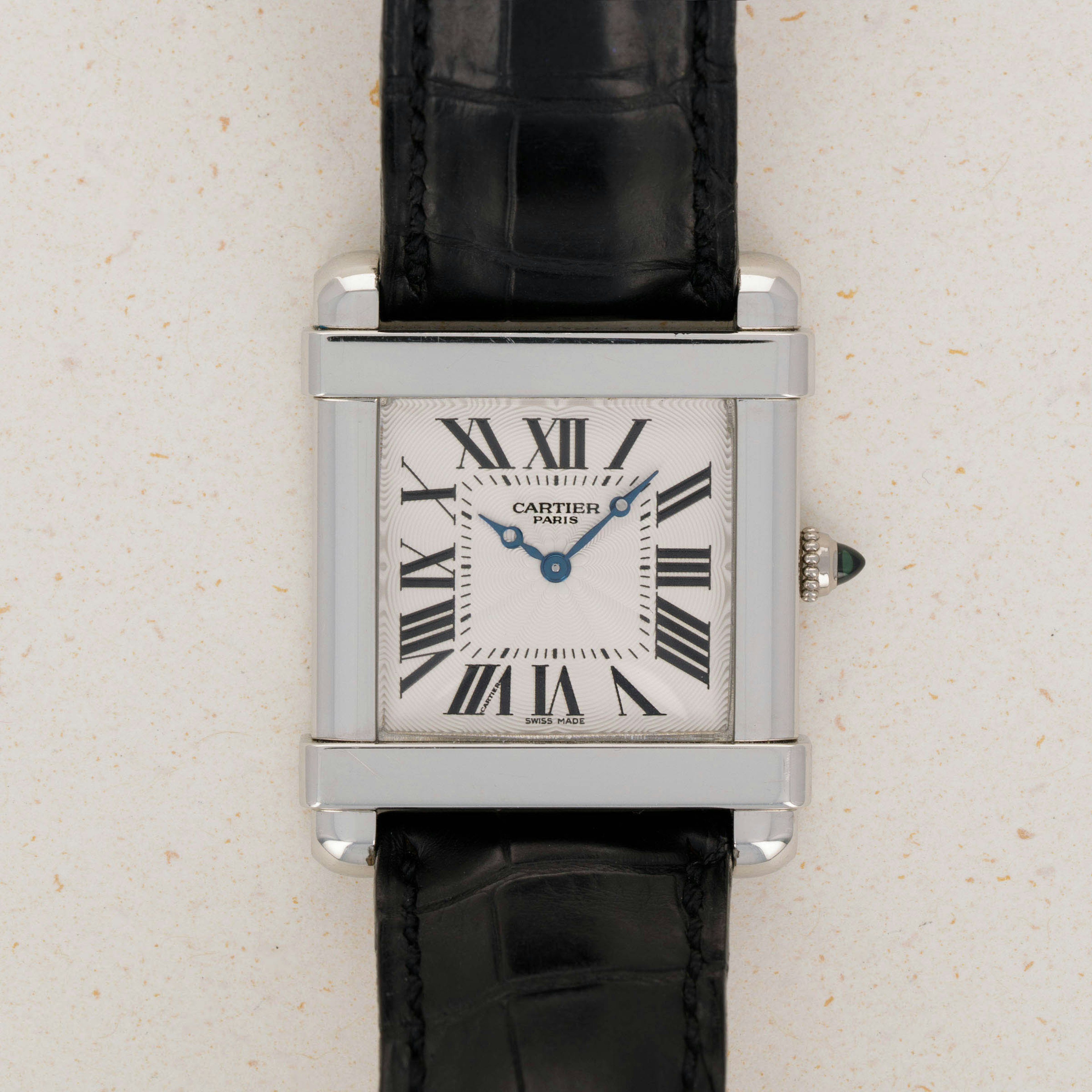 Cartier Tank Chinoise CPCP 2685H Platinum Guilloche Dial