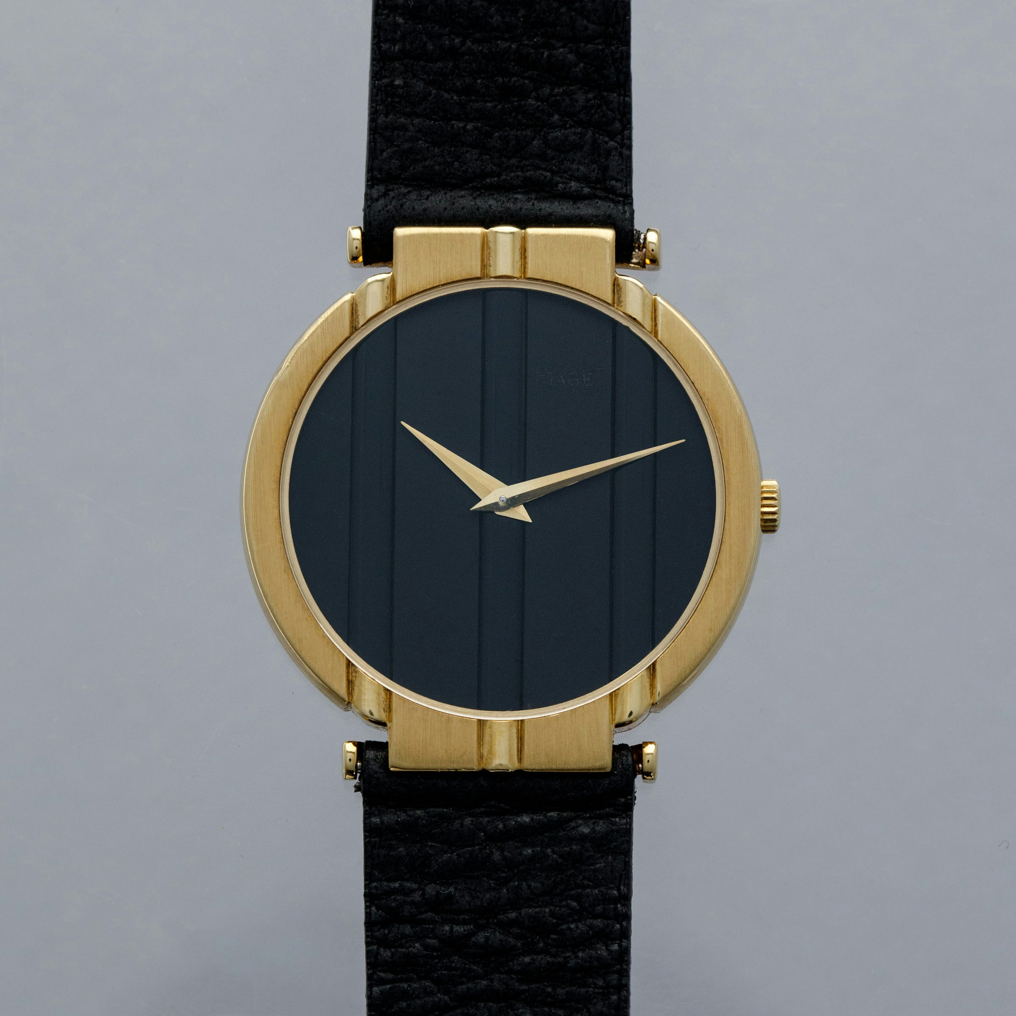 Thumbnail for Piaget Polo Quartz 8673 Black Pinstripe Dial 18k YG
