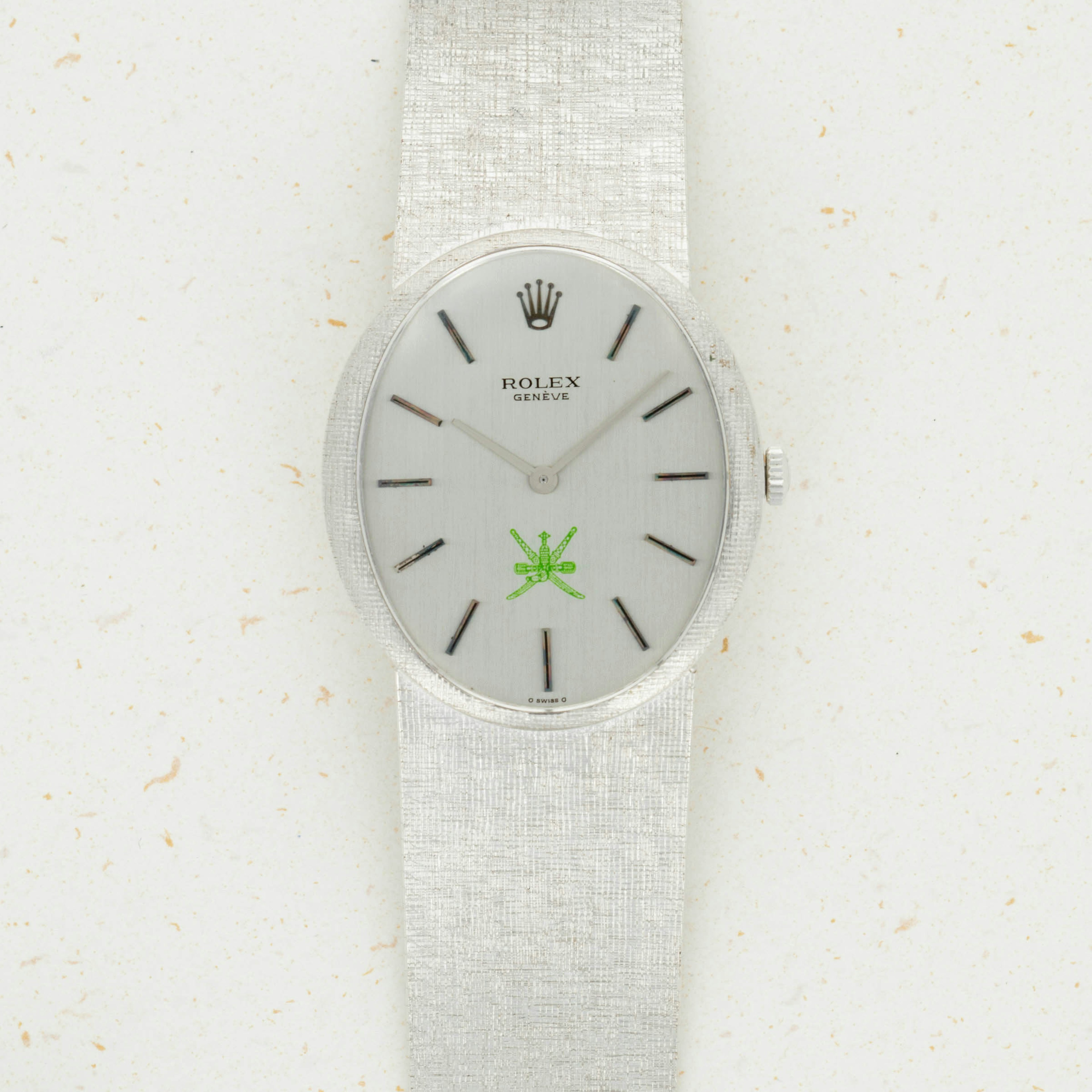 Thumbnail for Rolex White Gold Bracelet Watch Cellini With Green Khanjar Retailed by Khimji Ramdas Oman