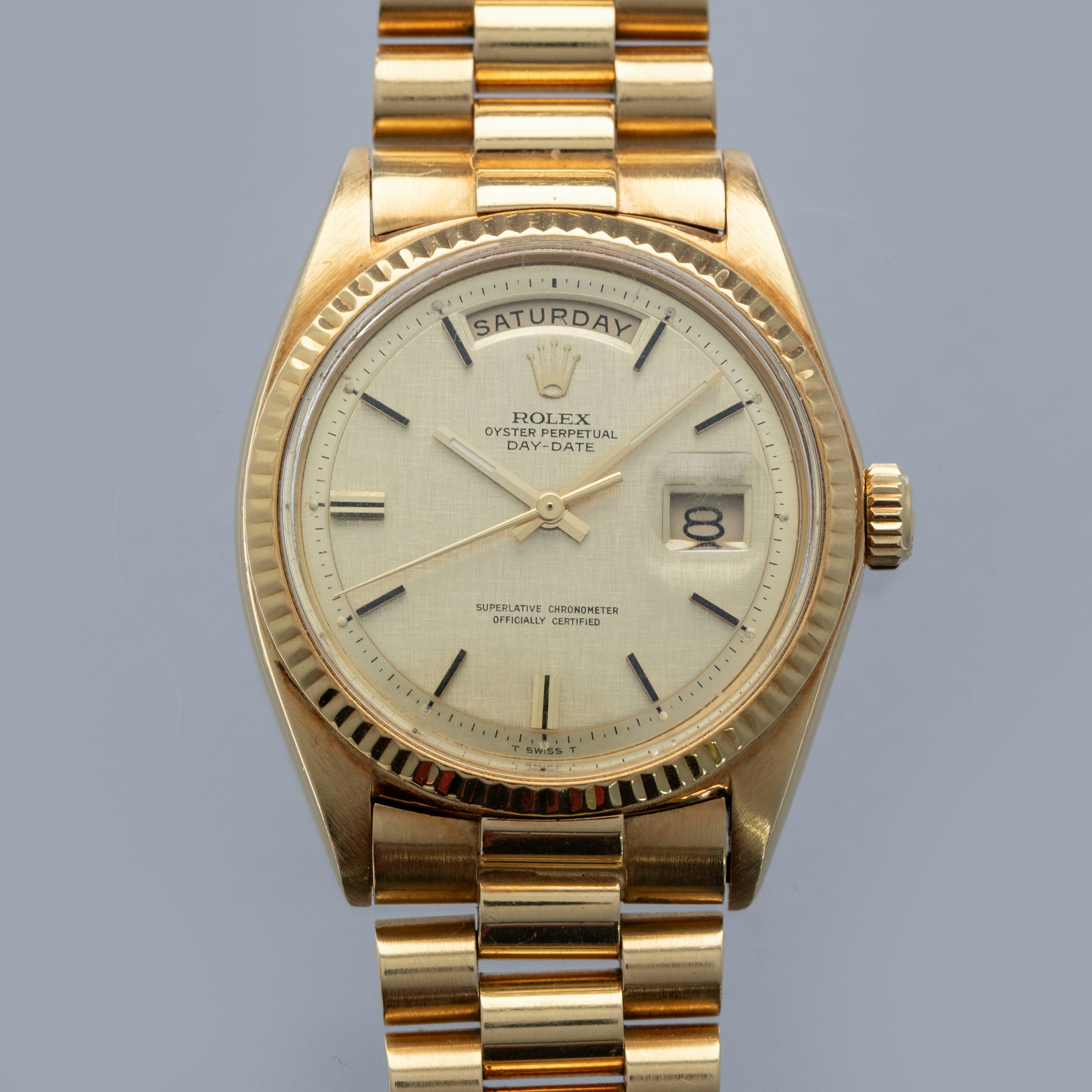 Thumbnail for Rolex Day-Date 1803 Champagne Linen Dial 18k YG 