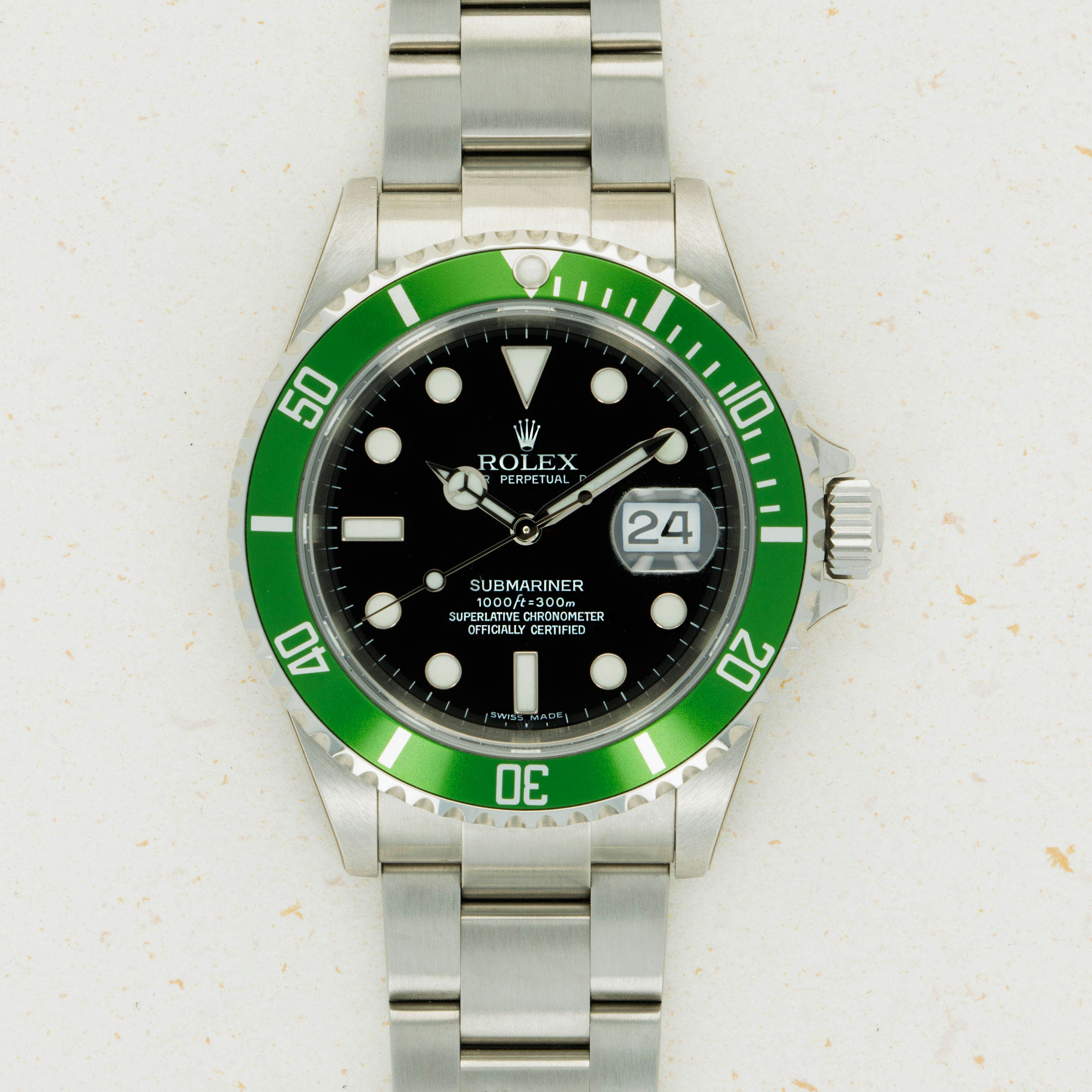 Thumbnail for Rolex Submariner 16610LV Anniversary Green Kermit NOS