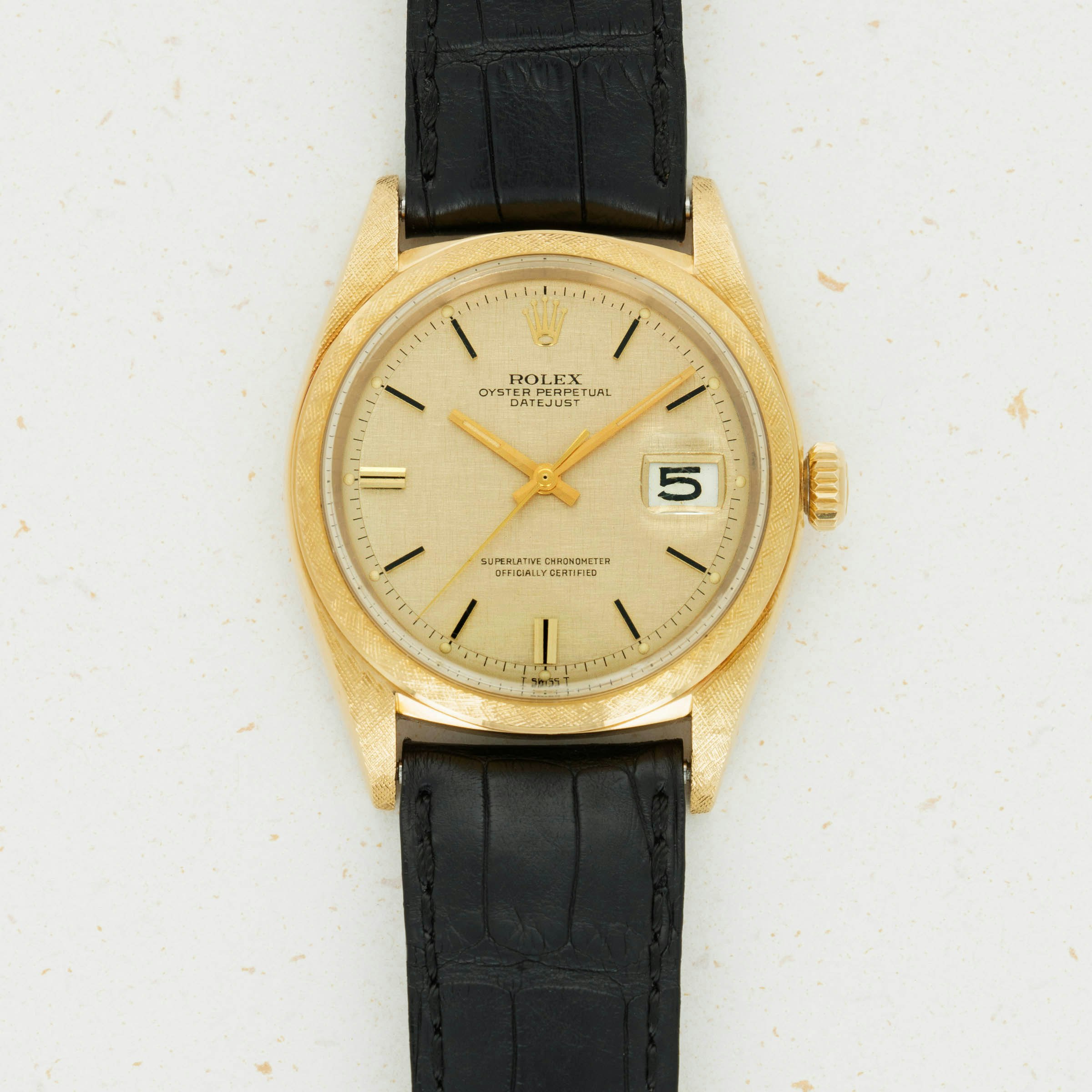Thumbnail for Rolex Datejust Florentine Finish 1602 Yellow Gold