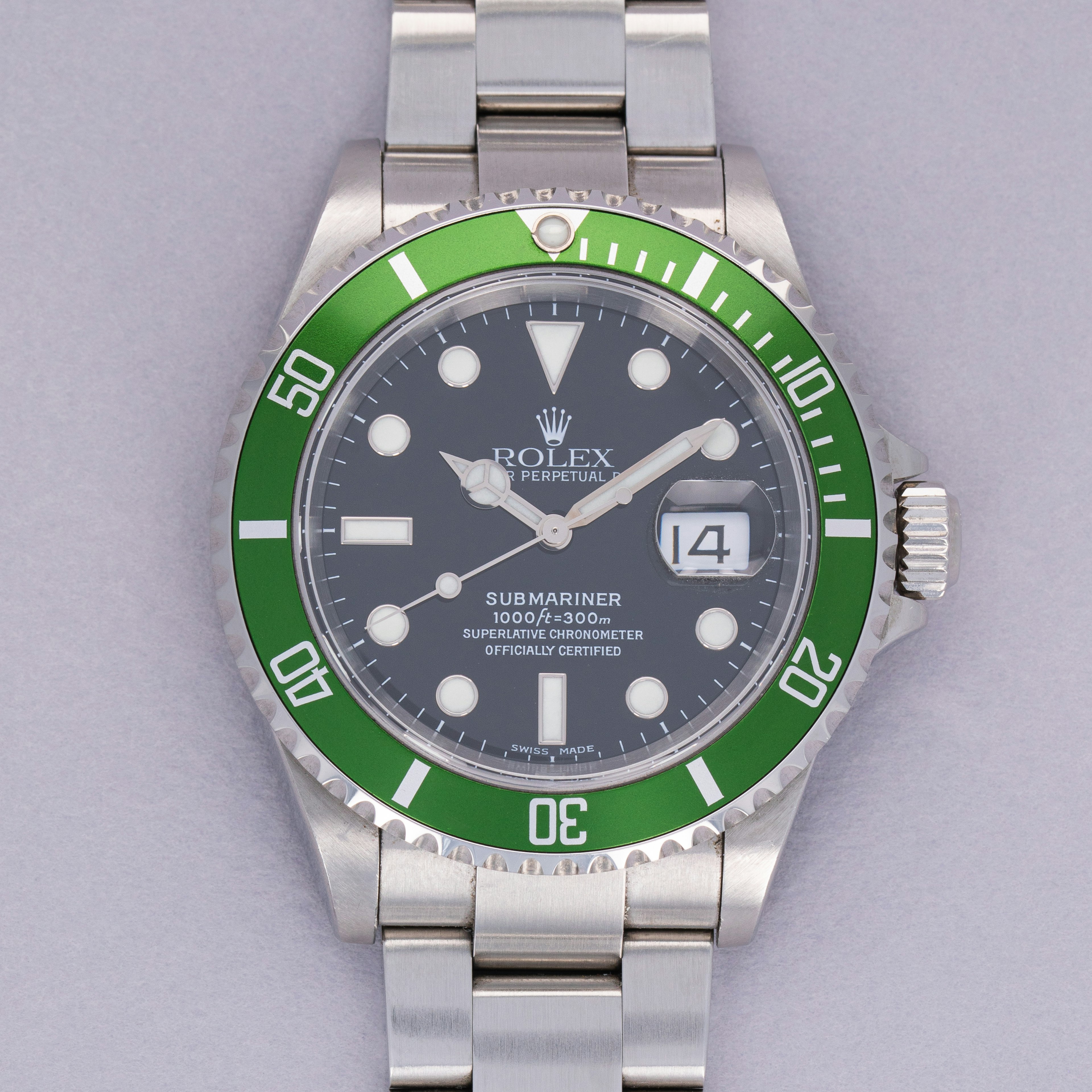 Thumbnail for Rolex Submariner 16610LV Green Anniversary Flat Four Box and Papers