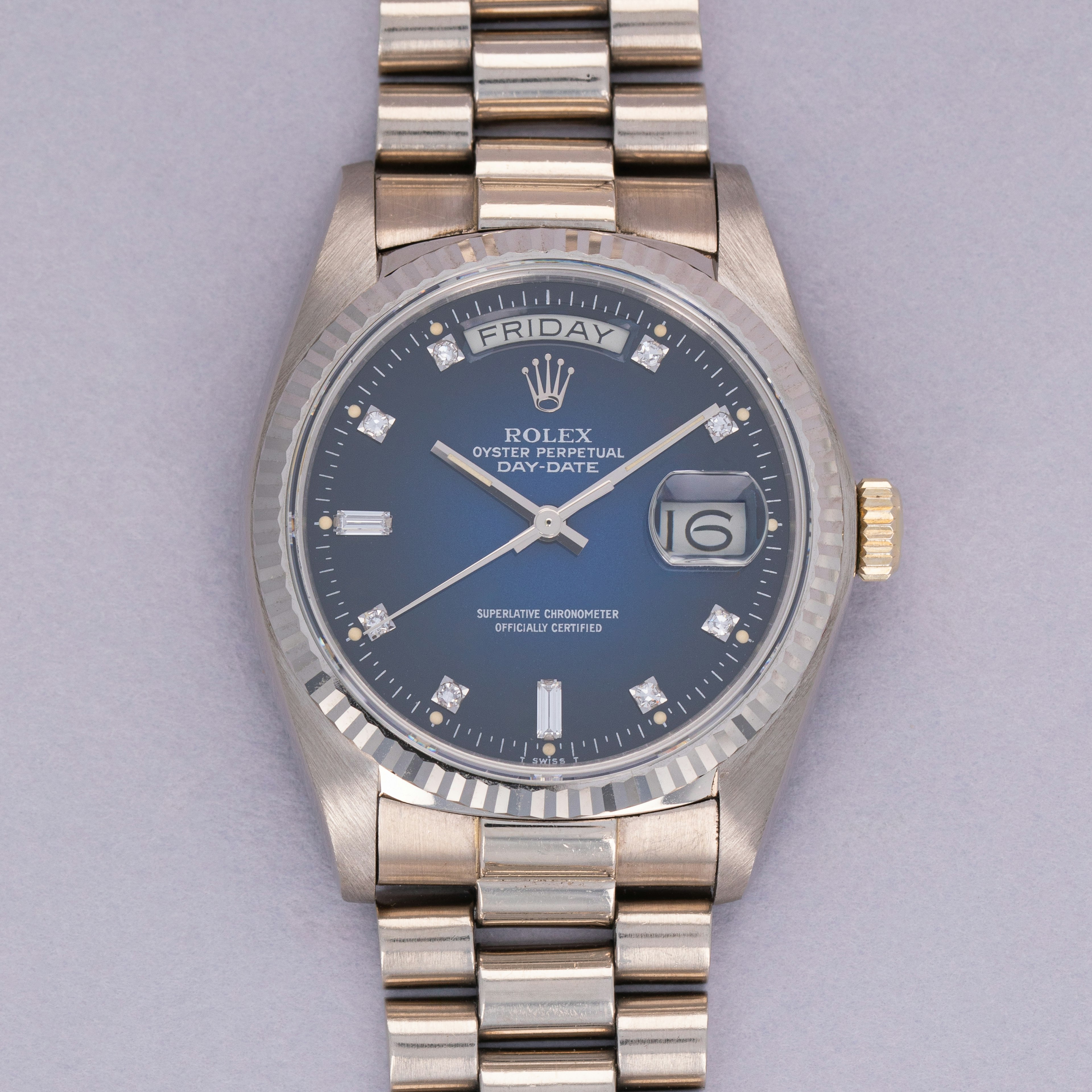 Thumbnail for Rolex Day-Date 18039 Blue Vignette Diamond Dial 18k WG 