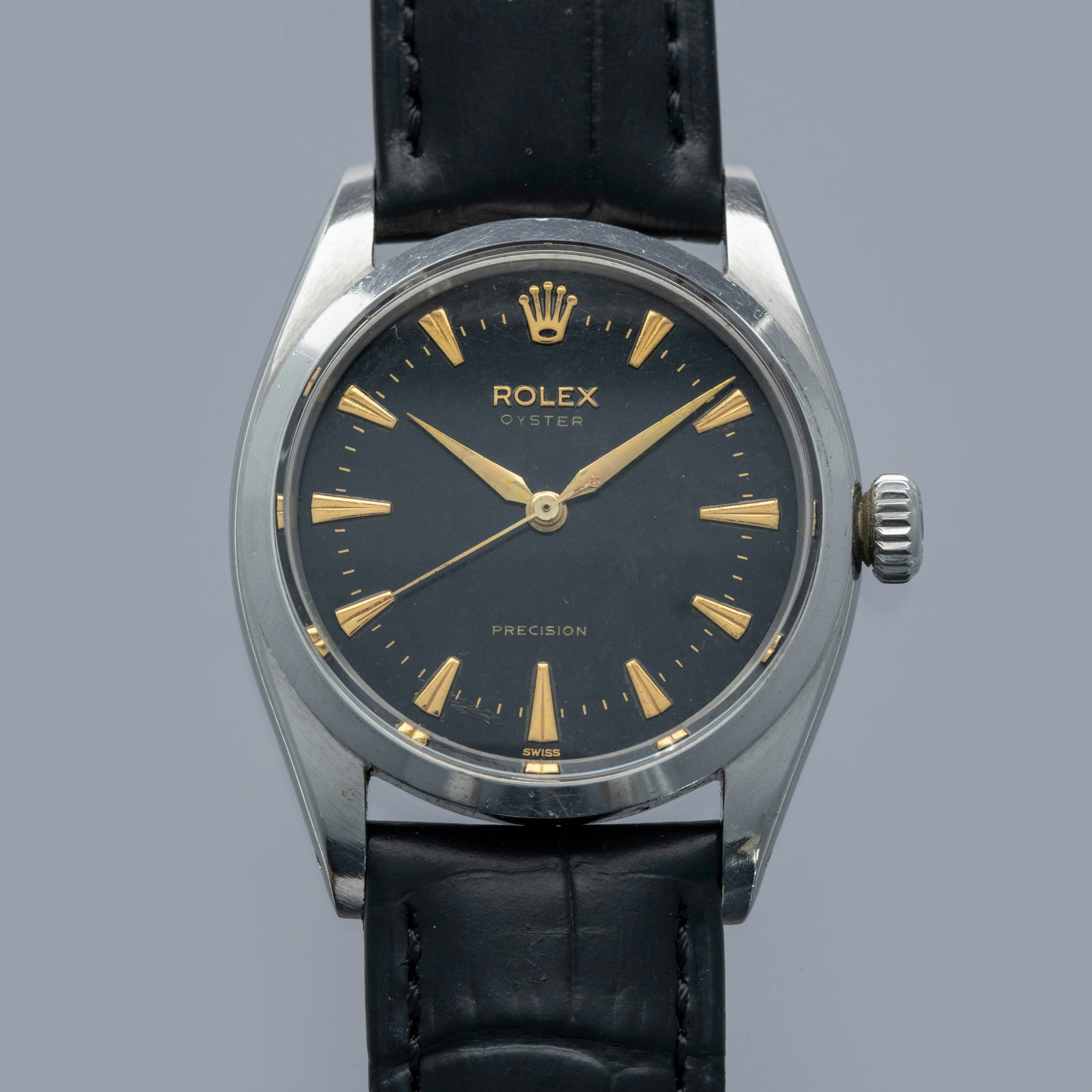 Thumbnail for Rolex Oyster Precision 6422 Manual-Wind Black Gilt Dial