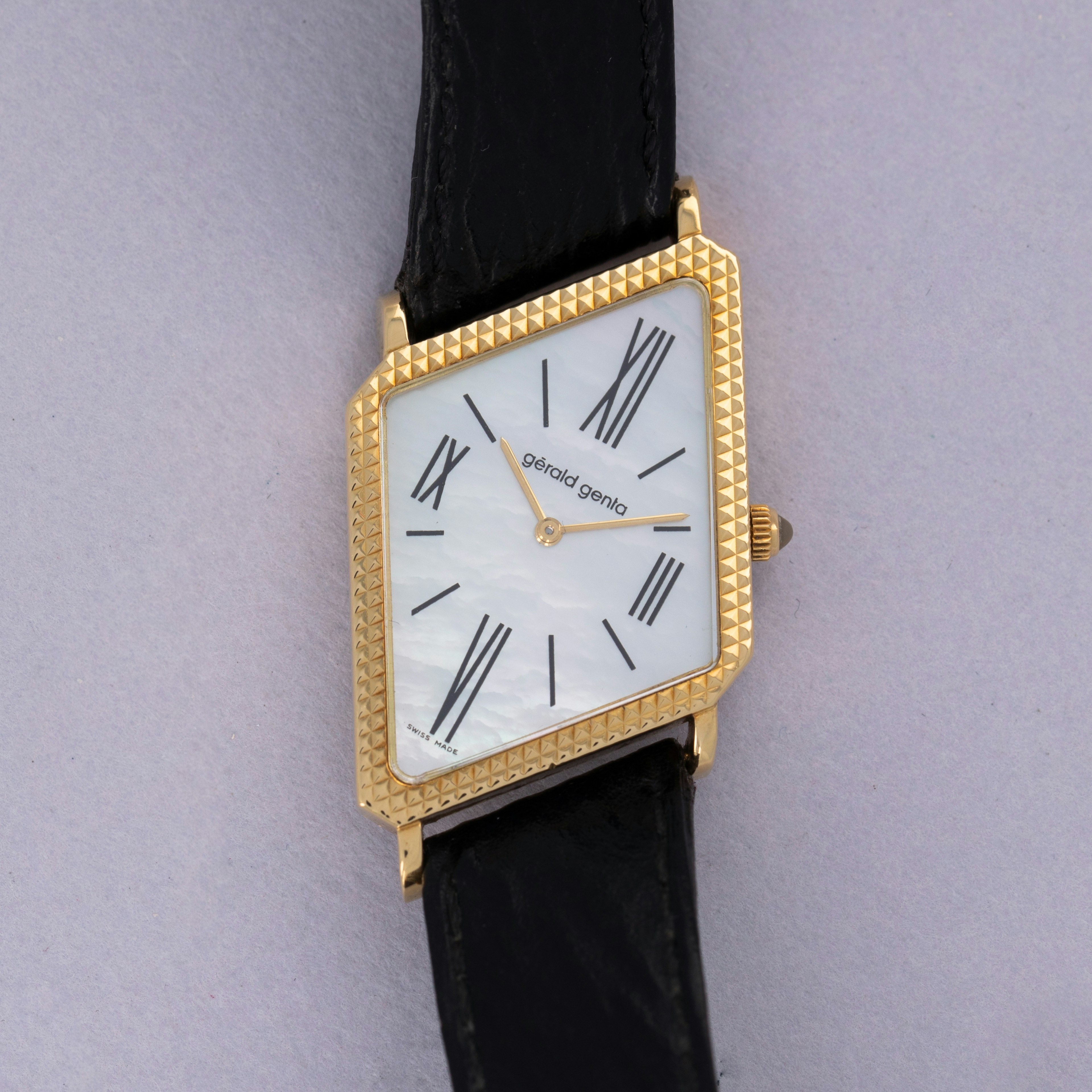 Thumbnail for Gerald Genta Asymmetric G3069.7 MOP Dial Quartz 18k YG Box and Papers