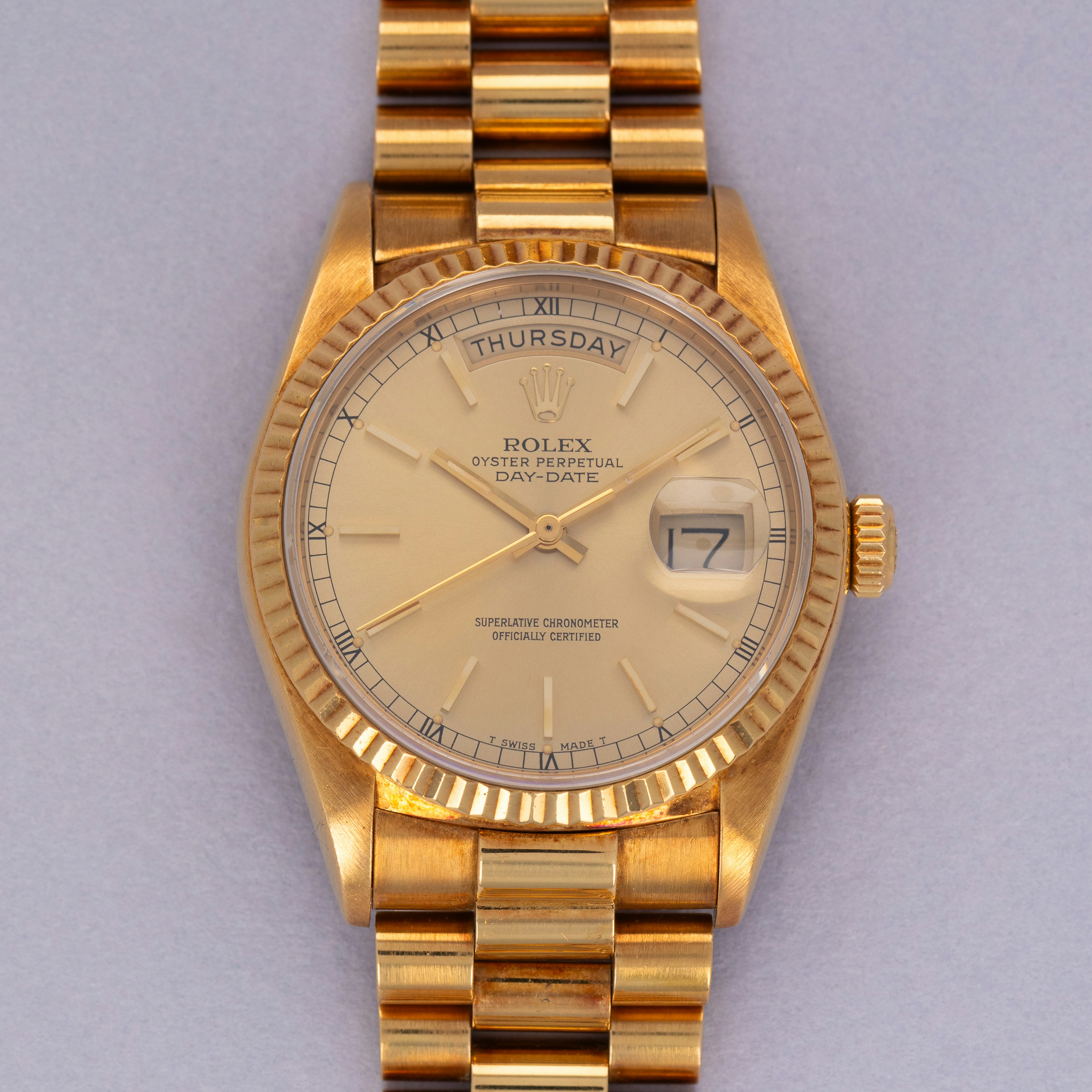 Thumbnail for Rolex Day-Date 18038 Champagne Dial 18k YG