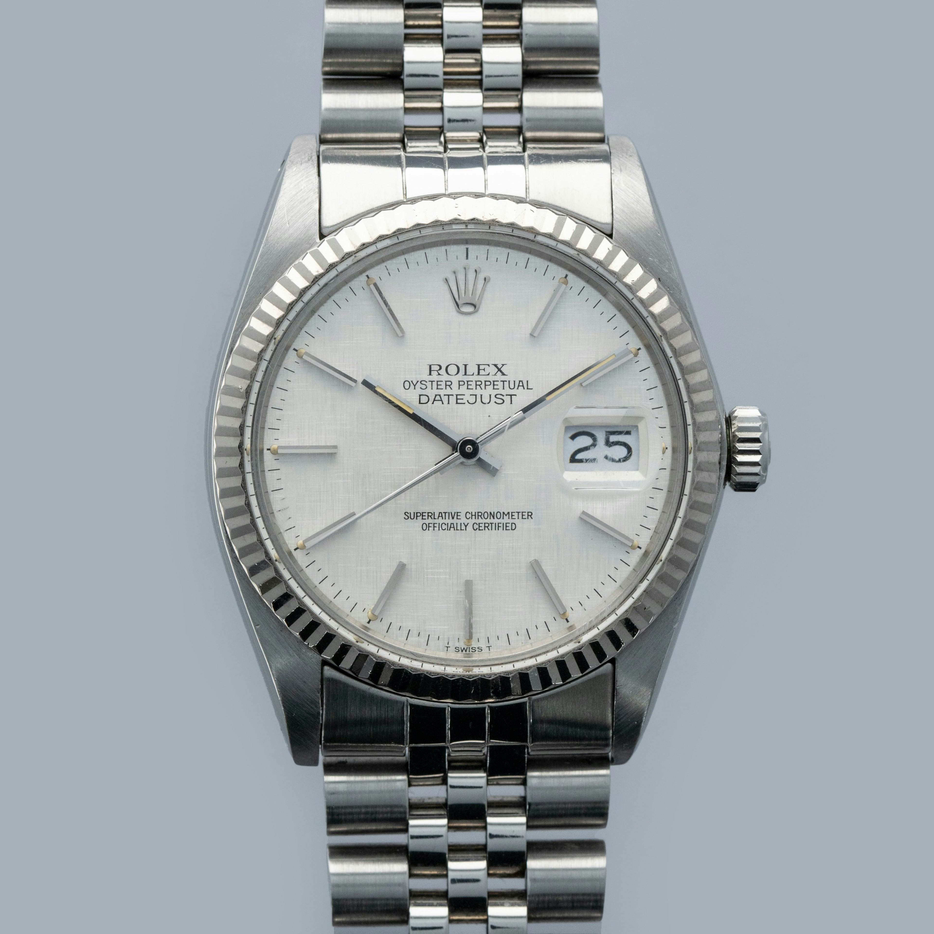 Thumbnail for Rolex Datejust 16014 Silver Linen Dial Box and Papers