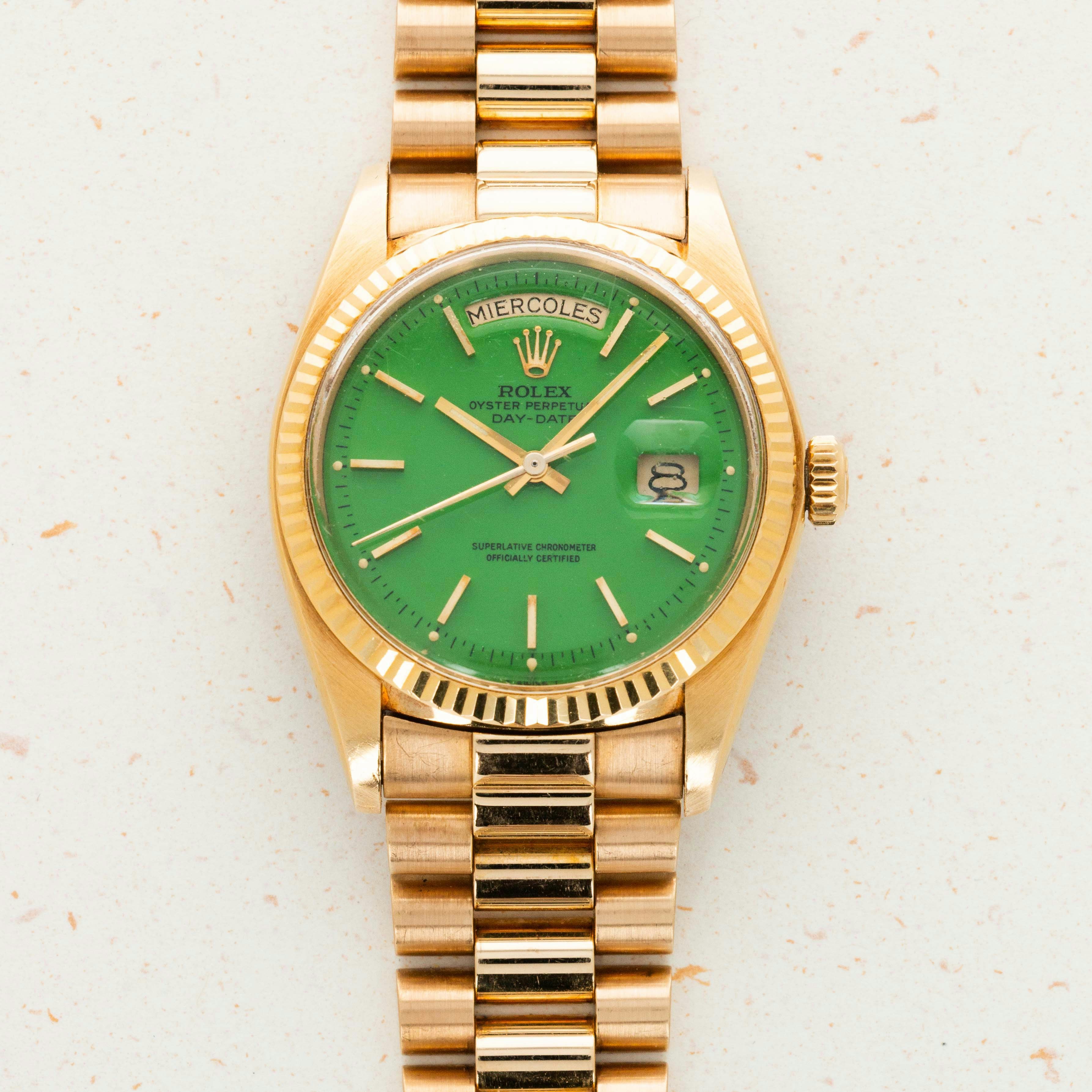 Thumbnail for Rolex Yellow Gold Day-Date Green Stella Dial Ref. 1803