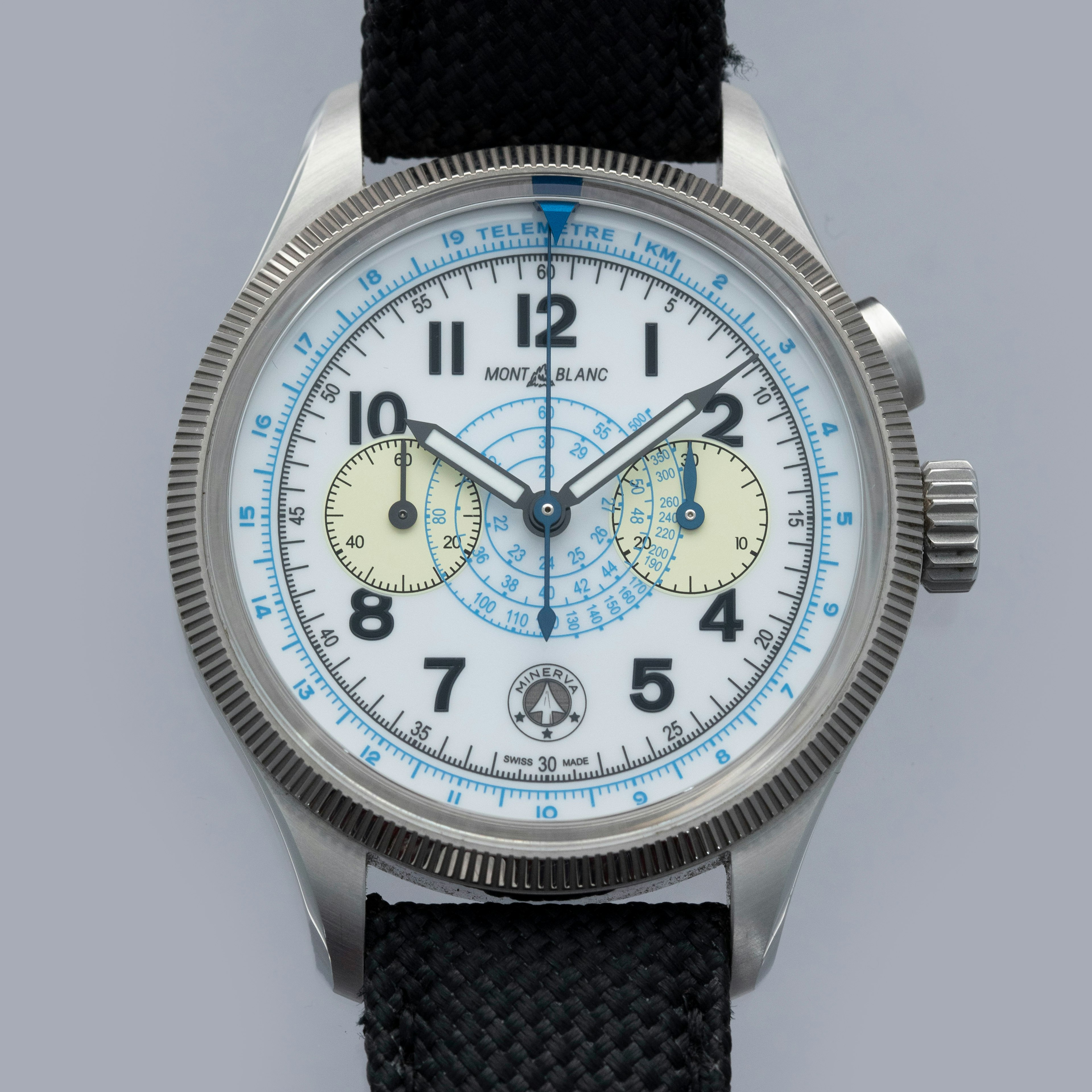 Thumbnail for Montblanc 1858 Minerva Monopusher Chronograph "Blue Arrow" 133442 Limited Edition #1 out of 30