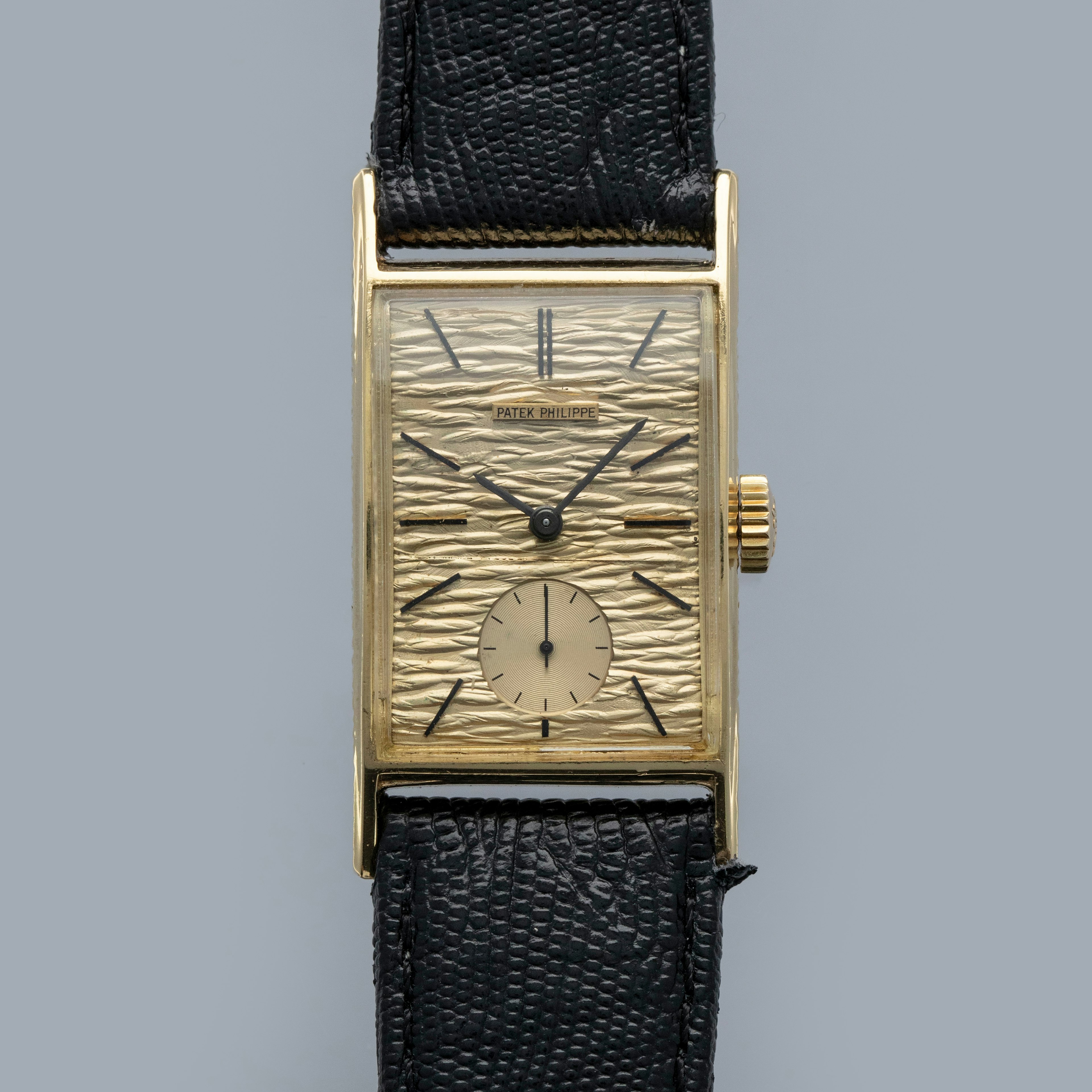 Thumbnail for Patek Philippe Rectangular 2554/10 Textured Dial and Case 18k YG
