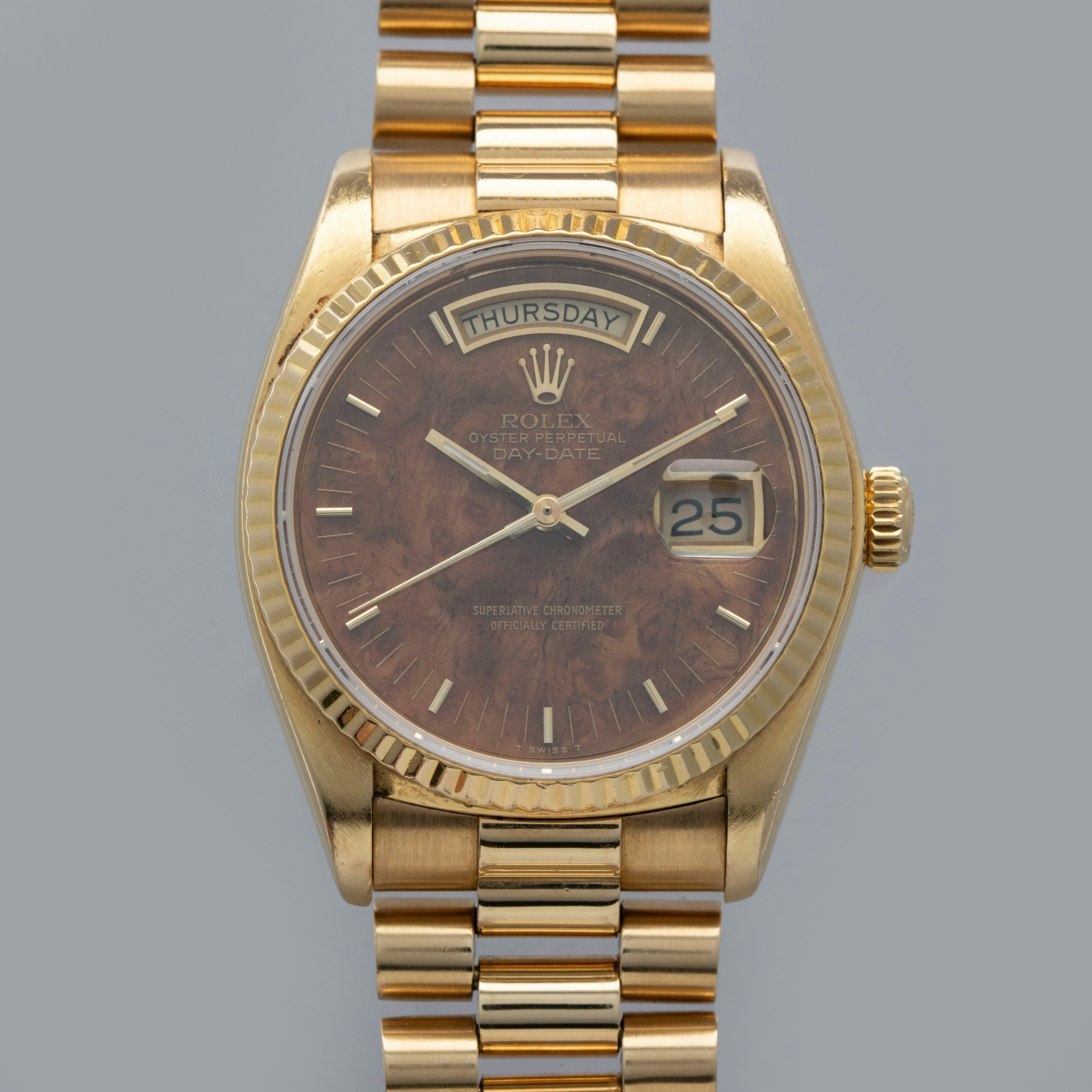 Thumbnail for Rolex Day-Date 18038 Burlwood Dial 18k YG
