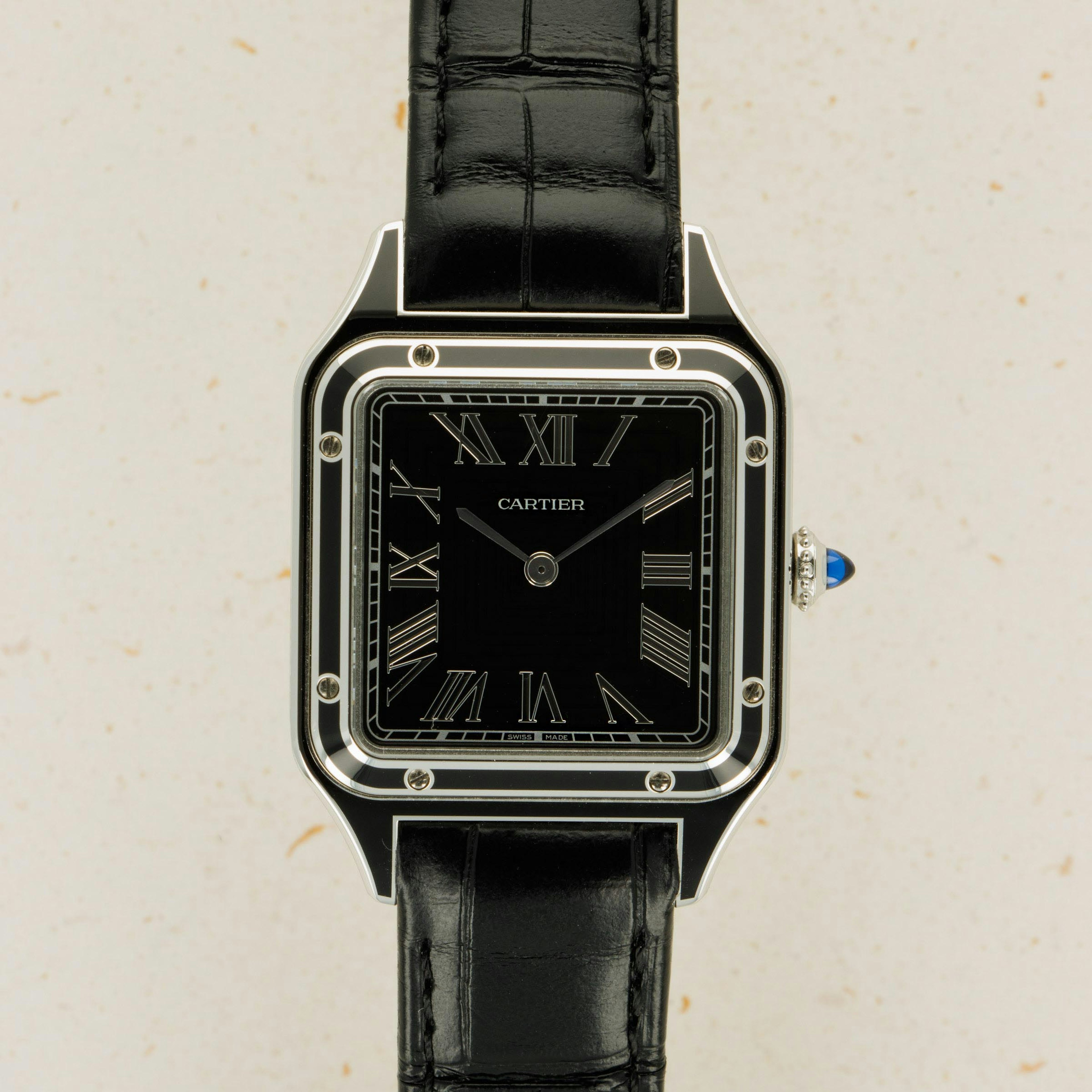 Thumbnail for Cartier Santos Dumont Black Lacquered Steel Case WSSA0046